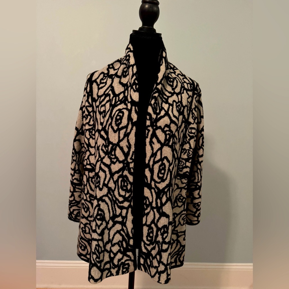 Black and White Floral Patterned Jacket